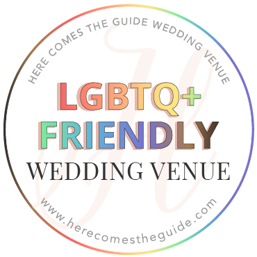 LGBTQ+ Friendly Wedding Venue badge from Here Comes the Guide